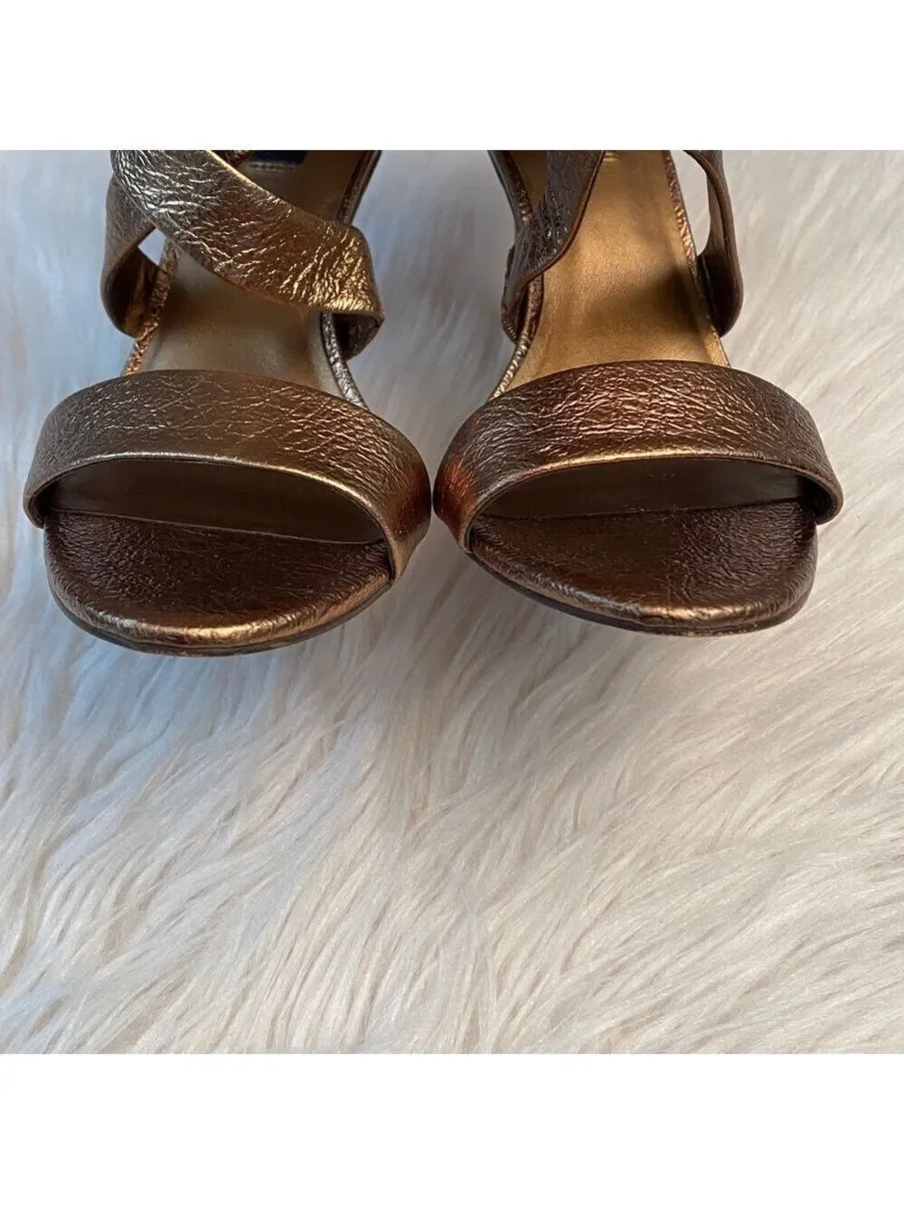 DKNY Iggi Bronze Strappy Heels, Size 7